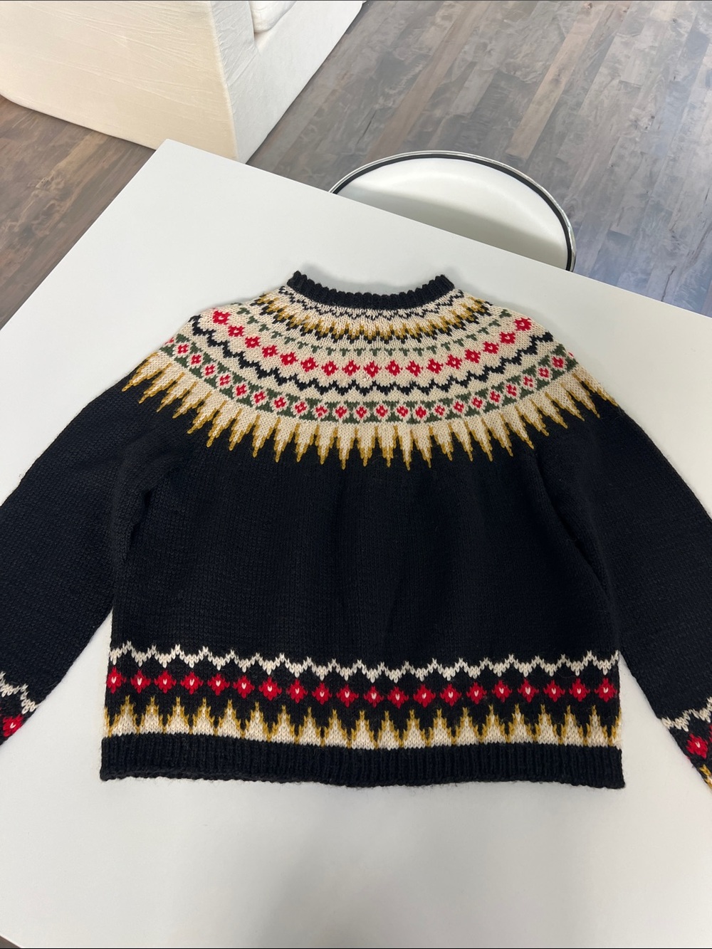 Hand knit in Norway 100% wool mothproof fair isle cardigan long sleeve sweater 6 - Picture 11 of 14